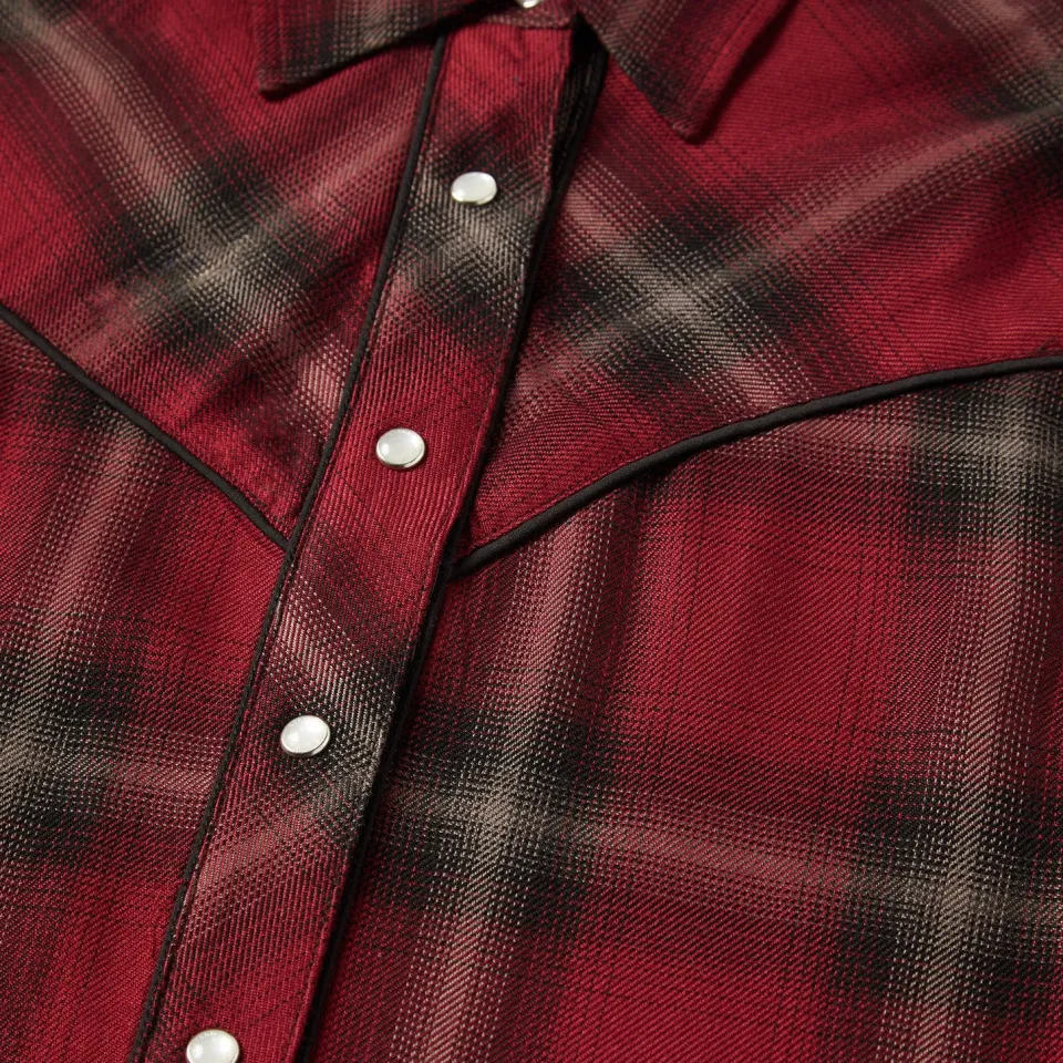 Online Stetson Western Plaid Blouse Wine