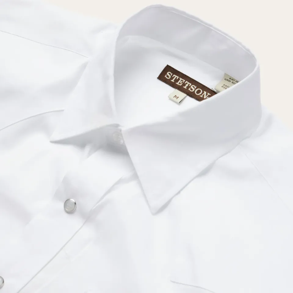 Stetson Pinpoint Oxford Western Shirt White