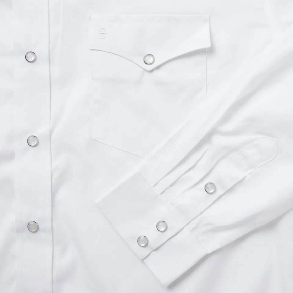 Stetson Pinpoint Oxford Western Shirt White