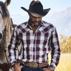Clearance Stetson Plaid Shirt Wine