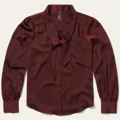 Hot Stetson Wine Satin Blouse Red