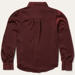 Hot Stetson Wine Satin Blouse Red