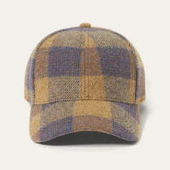 Sale Stetson Wool Check Baseball Cap Cognac/Sand/Blue