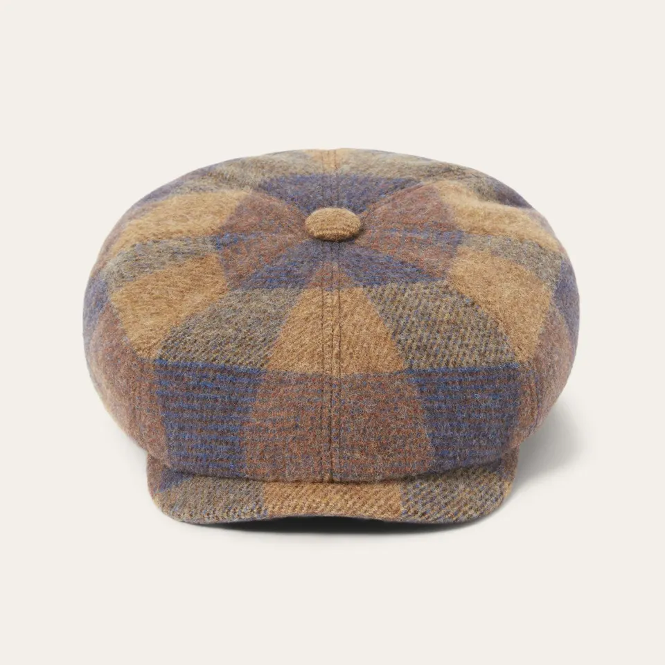 Outlet Stetson Wool Check Hatteras Cognac/Sand/Blue