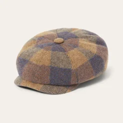 Outlet Stetson Wool Check Hatteras Cognac/Sand/Blue