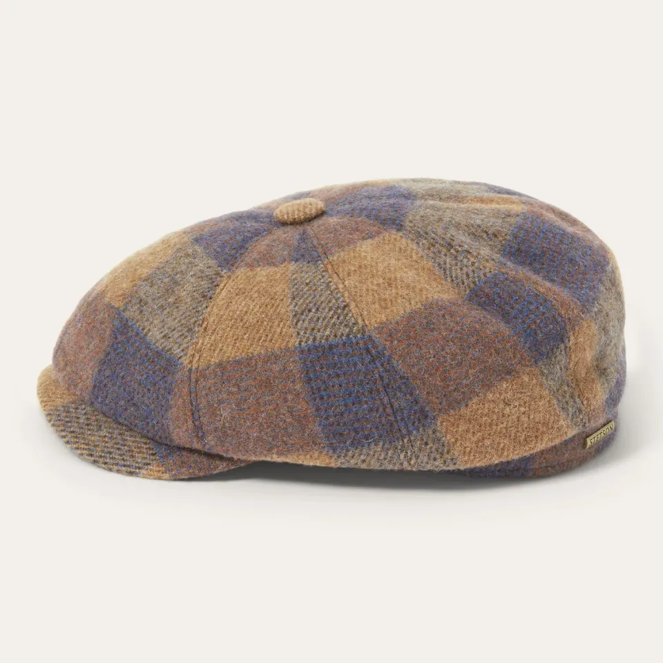 Outlet Stetson Wool Check Hatteras Cognac/Sand/Blue