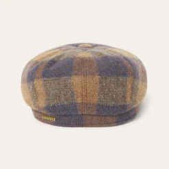 Outlet Stetson Wool Check Hatteras Cognac/Sand/Blue