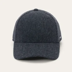 Hot Stetson Wool Herringbone Baseball Cap Dark Grey Herringbone