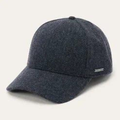 Hot Stetson Wool Herringbone Baseball Cap Dark Grey Herringbone
