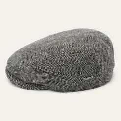 Hot Stetson Wool Herringbone Driver Cap Anthra Melange Herringbone