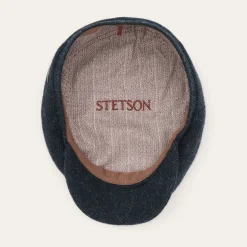 Outlet Stetson Wool Herringbone Driver Cap Dark Navy Herringbone