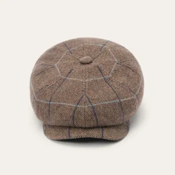 Online Stetson Wool Herringbone Hatteras Cap Camel Herringbone