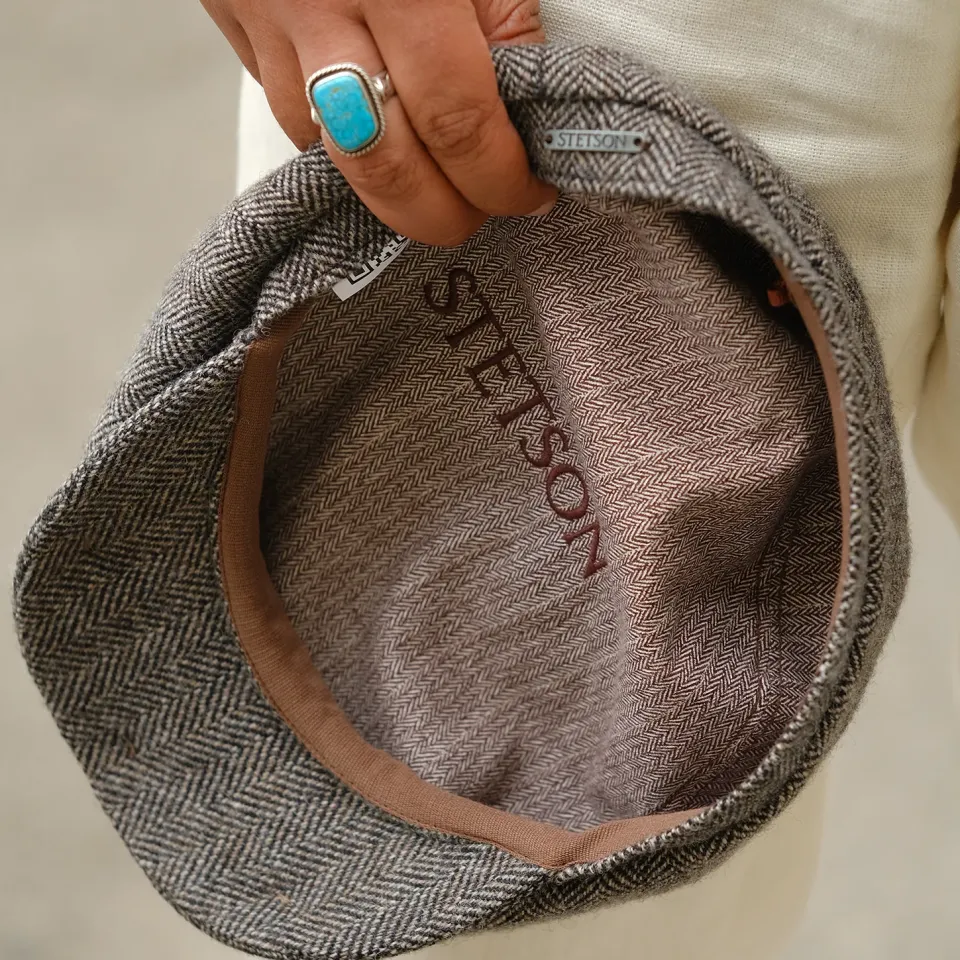 Hot Stetson Wool Herringbone Hatteras Grey Herringbone