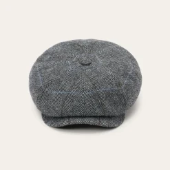 Sale Stetson Wool Herringbone Hatteras Cap Grey Herringbone