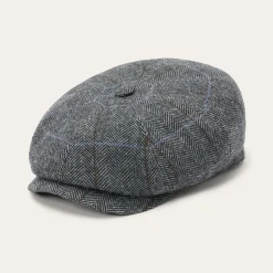 Sale Stetson Wool Herringbone Hatteras Cap Grey Herringbone