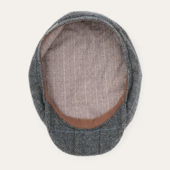 Sale Stetson Wool Herringbone Hatteras Cap Grey Herringbone