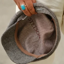 New Stetson Wool Herringbone Hatteras Grey Herringbone