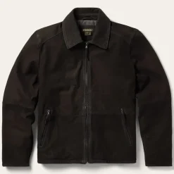 Sale Stetson Zip Front Suede Leather Jacket Brown