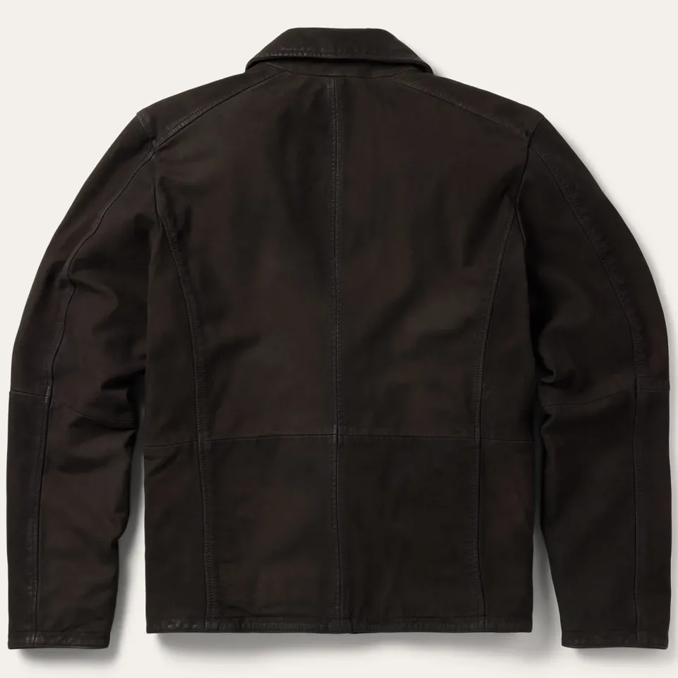 Sale Stetson Zip Front Suede Leather Jacket Brown