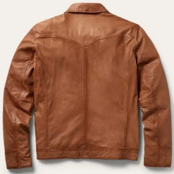 Discount Stetson Zip-Front Lightweight Leather Jacket Brown